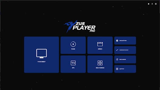 ZUS PLAYER Startbildschirm