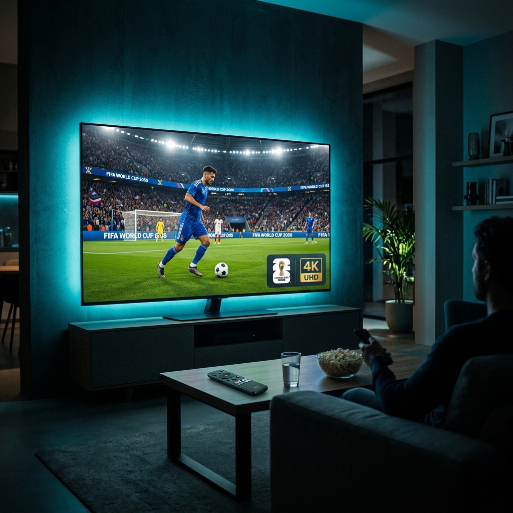 4K WM-Streaming-Setup mit IPTV auf einem großen Fernseher